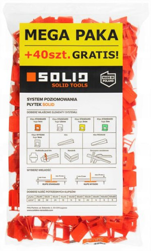 Solid System Poziomowania Płytek Klipsy 1mm 440szt