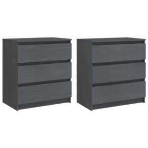 Szafki nocne, 2 szt., szare, 60x36x64 cm, drewno sosnowe
