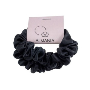 Almania, Zestaw Scrunchie, Dwie jedwabne gumki do włosów, Czarna + Czarna