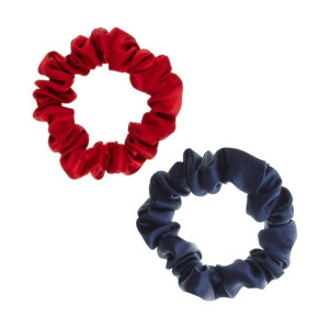 Almania, Zestaw Scrunchie, Dwie jedwabne gumki do włosów, Granat + Czerwień