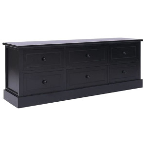 Szafka pod TV, czarna,108x30x40 cm, drewno paulowni
