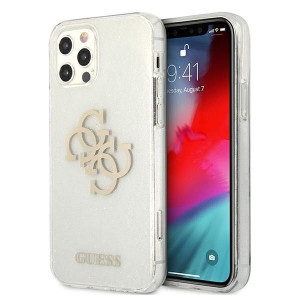 Oryginalne Etui GUESS Glitter 4G Big Logo  iPhone 12/12Pro Przezroczysty