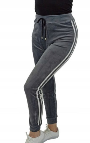 Spodnie Damskie Welurowe Grafit, Lampasy R 5xl/6xl