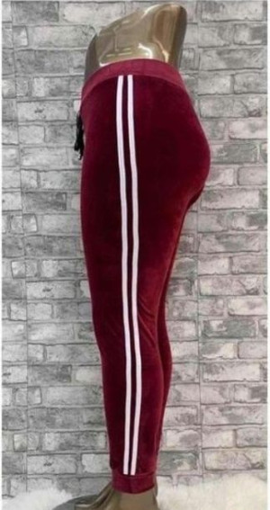 Spodnie Damskie Welurowe Bordo, Lampasy R 3xl/4xl