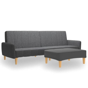 2-osobowa sofa z podnóżkiem, jasnoszara, tapicerowana tkaniną