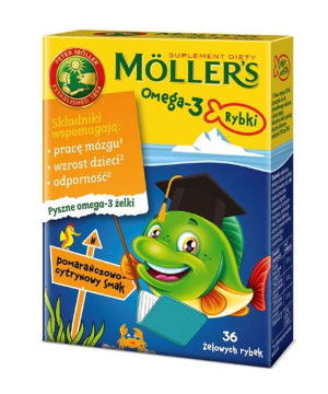 Omega-3 Rybki żelki z kwasami omega-3 i witaminą D3 dla dzieci Pomarańczowo