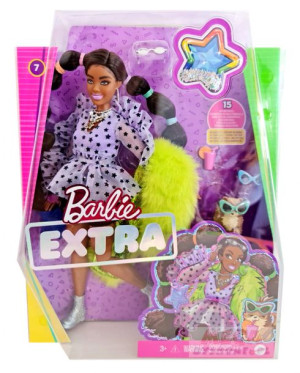 Barbie Lalka Extra Moda Zielone Futro