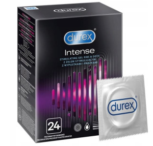 Durex prezerwatywy Intense 24 szt z wypustkami prążkami żel stymulujący