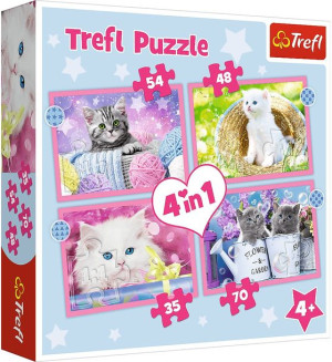 Trefl Puzzle 4w1 Zabawne Kotki