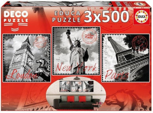 Educa Puzzle 3x500 El Big Cities