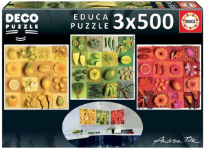 Educa Puzzle 3x500 El Egzotyczne Owoce I Kwiaty