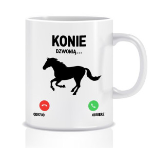 Kubek z grafiką dla miłośnika koni (konie dzwonią)