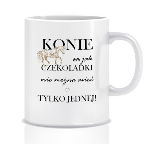 Kubek z grafiką dla miłośnika koni (konie czekoladki)