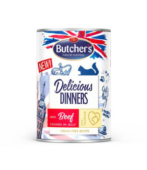 BUTCHER'S Delicious Dinners kawałki z wołowiną w galaretce 400g (kot)