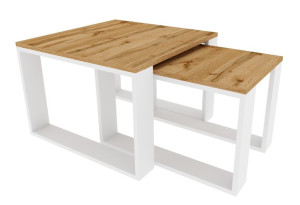 Zestaw Stolik Kawowy Ława 2w1 Loft Dąb Wotan/biały 65x65x45