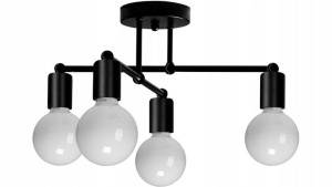 Lampa Sufitowa Wisząca Poczwórna Black Mat