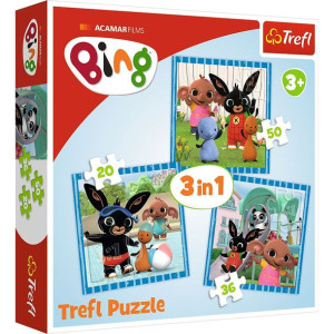 Puzzle 3w1 - Bing - Zabawy Z Przyjaciółmi - 106 Elementów - Trefl - 34851