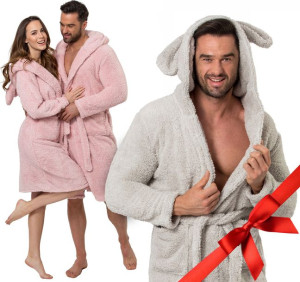 Męski Szlafrok Miś Teddy Z Uszami Prezent roz S/M
