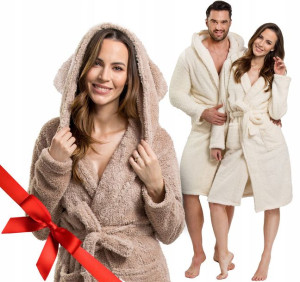 Szlafrok Damski Miś Teddy Z Uszami Prezent roz S/M