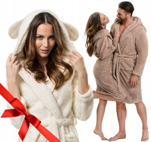 Szlafrok Gruby Miękki Miś Z Kapturem Uszka S/M