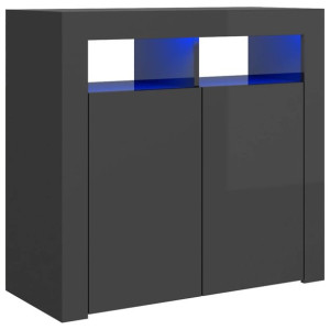 Szafka z oświetleniem LED, szara, wysoki połysk, 80x35x75 cm
