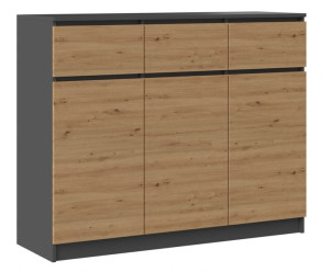 Komoda 3drzwi 3 Szuflady 120 Antracyt-dąb Artisan