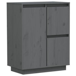 Szafka, szara, 60 x 34 x 75 cm, lite drewno sosnowe