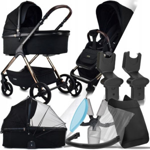 Wózek 2w1 Ibebe Ice 01 Black I Adaptery Cybex Mc