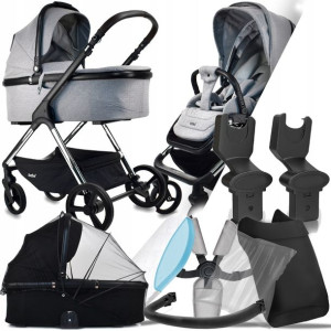 Wózek 2w1 Ibebe Ice 03 Gray I Adaptery Cybex Mc