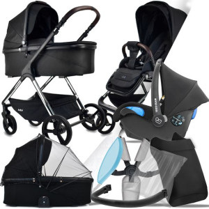 Wózek 3w1 Ibebe Ice 02 Black I Citi 0-13 Kg