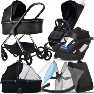 Wózek 3w1 Ibebe Ice 02 Black I Cybex Aton 5