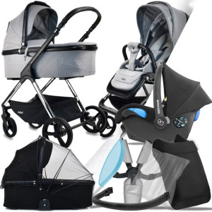 Wózek 3w1 Ibebe Ice 03 Gray I Citi 0-13 Kg