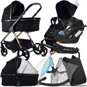 Wózek 4w1 Ibebe Ice 01 Black I Cybex Aton 5 + Baza