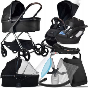 Wózek 4w1 Ibebe Ice 02 Black I Cybex Aton 5 + Baza