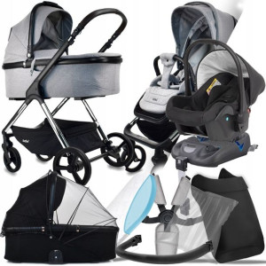 Wózek 4w1 Ibebe Ice 03 Gray I Kite Karwala Baza
