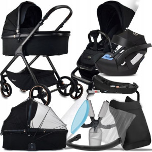 Wózek 4w1 Ibebe Ice 04 Black I Cybex Aton 5 + Baza