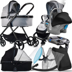 Wózek 4w1 Ibebe Ice 05 Gray I Kite+ Dock Avionaut
