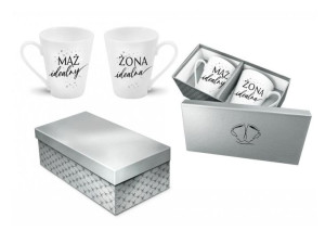 WEDDING SILVER Zestaw 2 kubków „Mąż idealny” „Żona