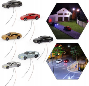 Modele Samochodów 1:100 z diodą LED 12szt Evemodel