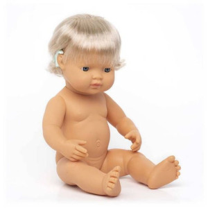 Lalka dziewczynka Europejka z implantem ślimakowym 38cm Miniland Doll