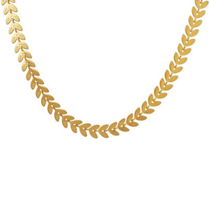 Łańcuszek złoty "LEAF" STAL CHIRURGICZNA CHOKER NASZYJNIK LIŚCIE