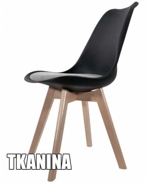 Krzesło skandynawskie do kuchni salonu MONZA BLACK - Grey Fabric II