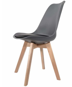 Krzesło skandynawskie do kuchni salonu MONZA DARK GREY - Black PU
