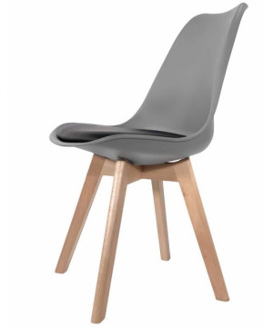Krzesło skandynawskie do kuchni salonu MONZA LIGHT GREY - Black PU