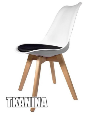 Krzesło skandynawskie do kuchni salonu MONZA WHITE - Black Fabric II