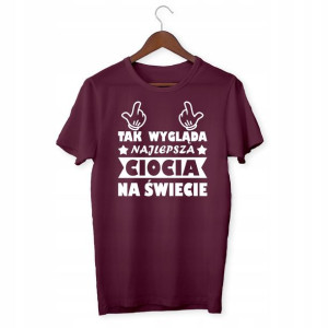 Koszulka Tshirt Najlepsza Ciocia Ciotka Burgund M