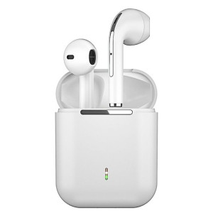 Słuchawki bezprzewodowe/bluetooth stereo TWS J18 + stacja dokująca białe