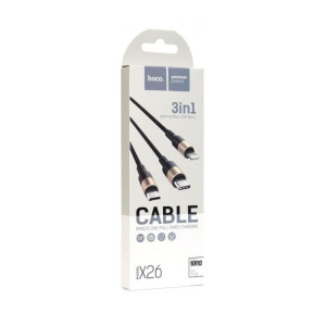 Hoco kabel USB 3w1 do iPhone Lightning 8-pin + micro + Typ C X26 1 metr cza