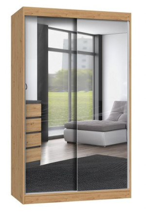 Szafa Iga 120cm Z 2 Lustrami Przesuwna Dąb Artisan