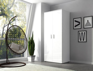 Szafa VISTA BIAŁY POŁYSK 80 cm dwudrzwiowa uchylna